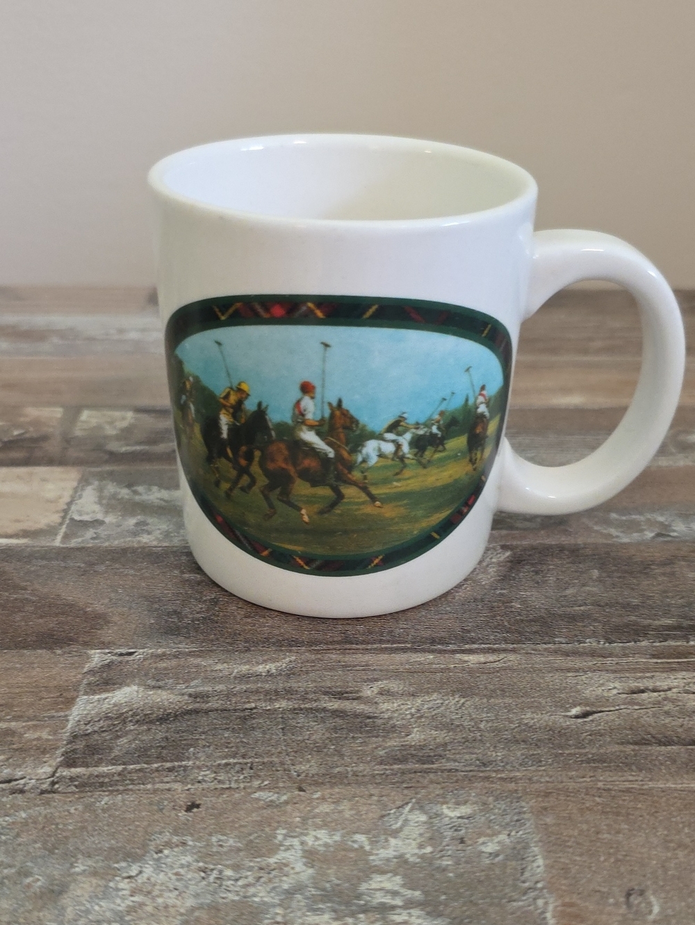 Ralph Lauren White Polo Horse Scene Ceramic Coffee Mug
